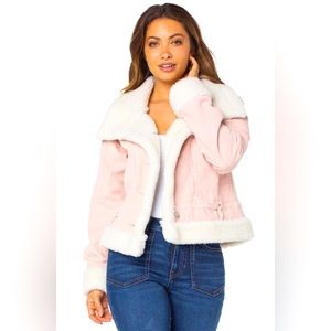 Pink Corduroy Faux Shearling Jacket